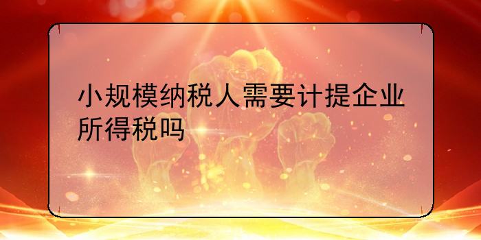 小規模納稅人需要計提企業所得稅嗎